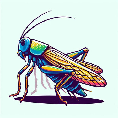 Illustration of grasshopper in cartoon style. Vector illustration.のイラスト素材