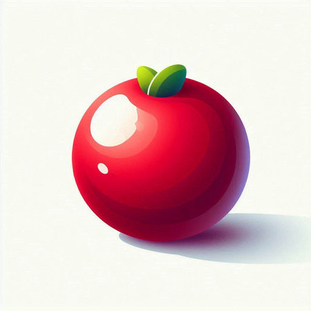 Illustration of a fresh red apple on a white background with shadowのイラスト素材