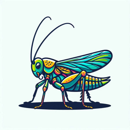 Grasshopper isolated on a white background. Vector illustration.のイラスト素材
