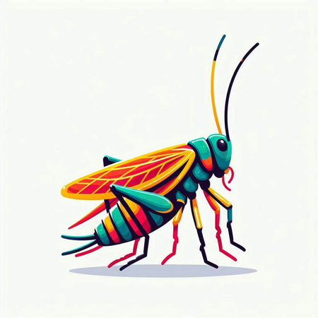 Colorful grasshopper isolated on white background. Vector illustration.のイラスト素材