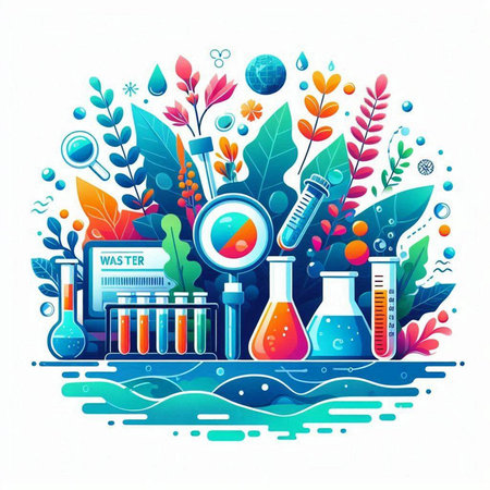 Vector illustration of science, chemistry, biology, medicine and research.のイラスト素材