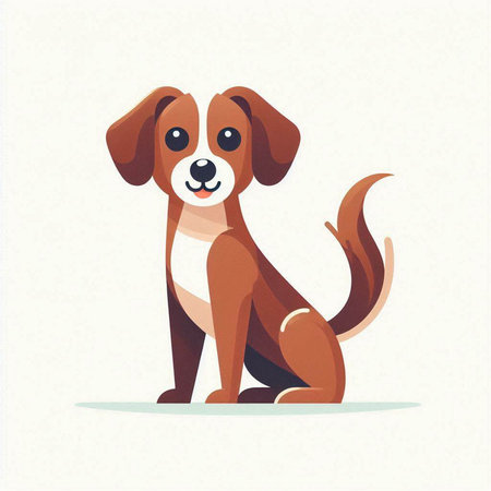 Vector illustration of a cute cartoon dog on a white background. Flat style.のイラスト素材