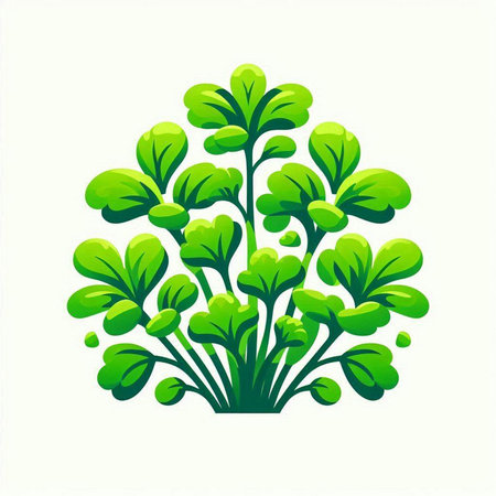 Illustration of a green plant with leaves isolated on a white backgroundのイラスト素材
