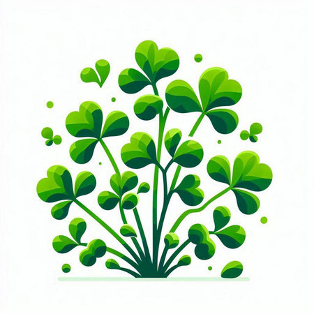 Green clover leaves on a white background. St. Patrick's Day. Vector illustration.のイラスト素材
