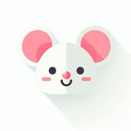 Cute cartoon mouse icon. Vector illustration in flat design style.のイラスト素材