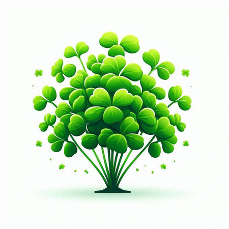 Illustration of a green clover tree on a white background.のイラスト素材