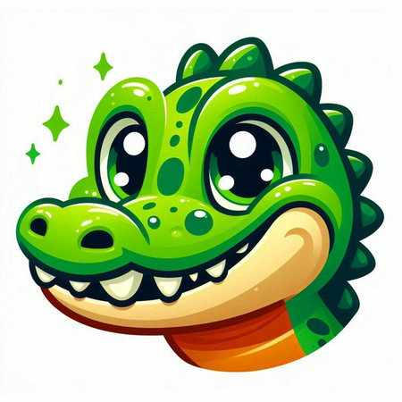 Cartoon crocodile. Vector illustration isolated on a white background.のイラスト素材