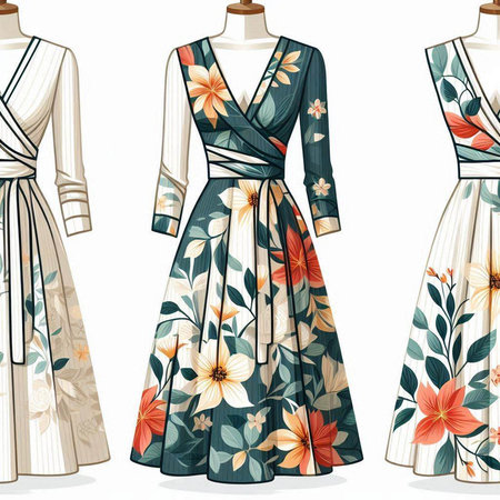 Dress with flowers on a mannequin. Vector illustration.のイラスト素材