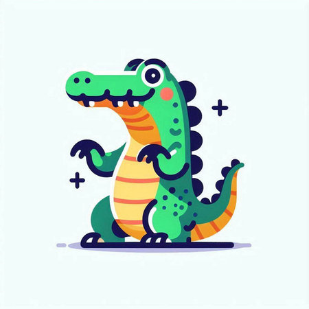 Cute cartoon crocodile. Vector illustration in a flat style.のイラスト素材