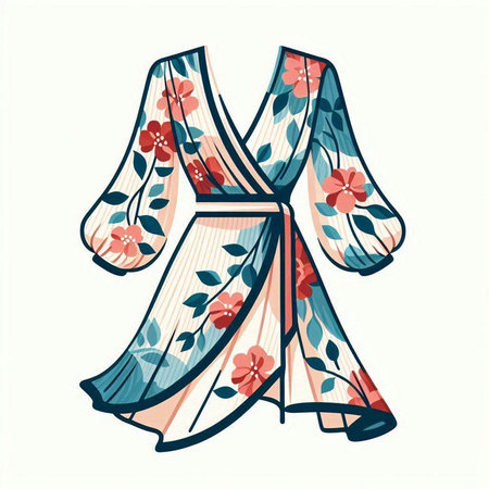 Japanese kimono isolated on a white background. Vector illustration.のイラスト素材
