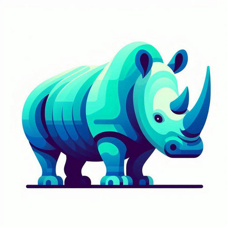 Vector illustration of a rhinoceros in a flat style.のイラスト素材