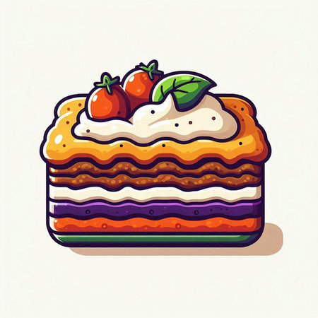 Illustration of cake with cream and strawberries on a white background.のイラスト素材