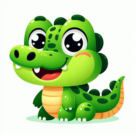 Cute crocodile cartoon character isolated on white background. Vector illustration.のイラスト素材
