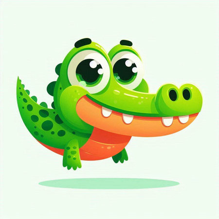 Cute cartoon crocodile on a light background. Vector illustration.のイラスト素材