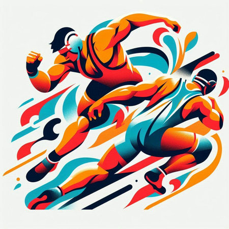 Abstract vector illustration of a running man in sportswear. Sport concept.のイラスト素材