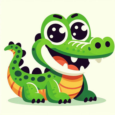 Crocodile vector illustration. Cute cartoon crocodile.のイラスト素材
