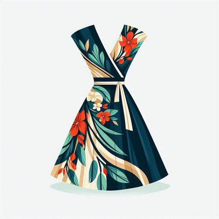 Wedding dress with floral pattern. Vector illustration. EPS 10のイラスト素材