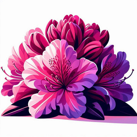 Beautiful pink rhododendron flowers. Vector illustration.のイラスト素材