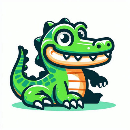 Cute crocodile cartoon character isolated on white background. Vector illustration.のイラスト素材