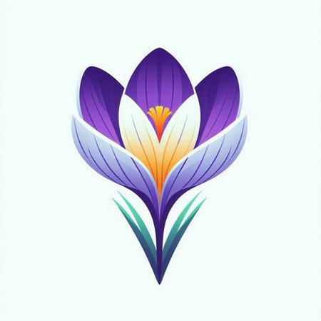 Beautiful crocus flower on a white background, vector illustration.のイラスト素材