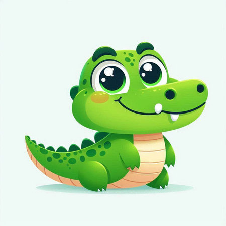 Cute crocodile cartoon character. Vector illustration isolated on white background.のイラスト素材
