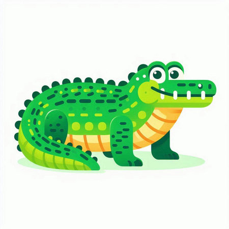 Crocodile vector illustration isolated on white background. Cute crocodile cartoon character.のイラスト素材