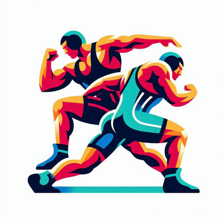 Two strong men are fighting for a victory. Sport vector illustration.のイラスト素材