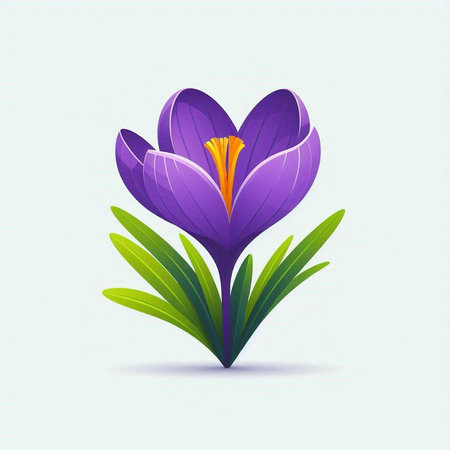 Purple crocus isolated on a white background. Vector illustration.のイラスト素材