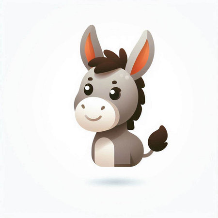 Illustration of a cute cartoon donkey on a white background - vectorのイラスト素材