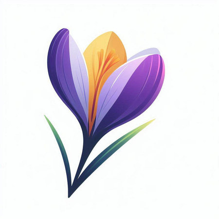 Beautiful spring crocus flower on white background. Vector illustration.のイラスト素材
