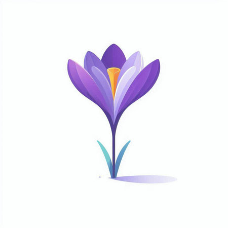 Purple crocus flower on a white background. Vector illustration.のイラスト素材