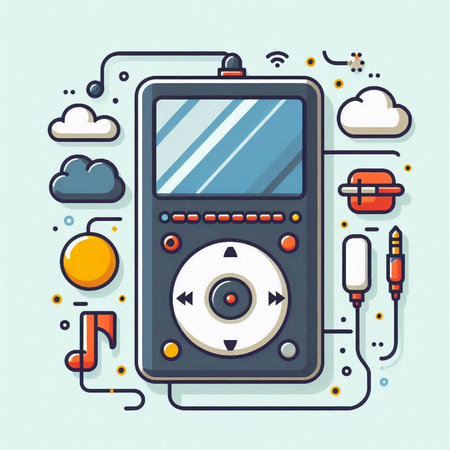 Music player in flat design style. Vector illustration. Music concept.のイラスト素材