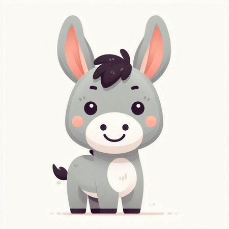 Cute cartoon donkey. Vector illustration of a cute little donkey.のイラスト素材
