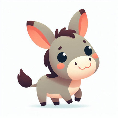 cute cartoon donkey on white background, vector illustration, eps10のイラスト素材