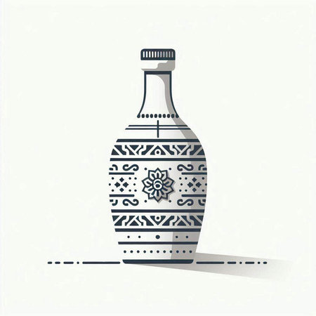 Vector illustration of a bottle with a pattern on a white background.のイラスト素材