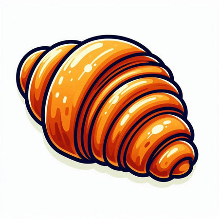 Croissant isolated on white background. Vector hand drawn illustration.のイラスト素材