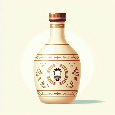 Illustration of a Chinese tequila bottle on a white background.のイラスト素材