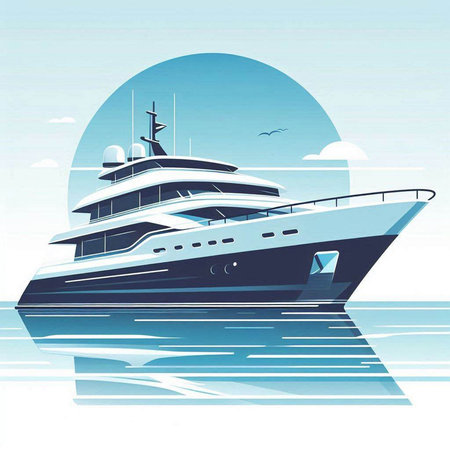 Luxury yacht in the sea. Vector illustration. Eps 10のイラスト素材