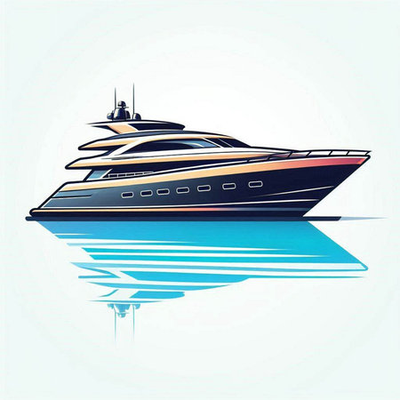 luxury yacht on the water, vector illustration, eps10のイラスト素材