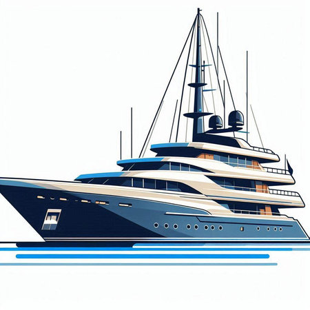 Yacht on the water. Vector illustration of a yacht on water.のイラスト素材