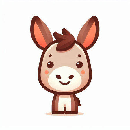 Cute cartoon donkey isolated on a white background. Vector illustration.のイラスト素材