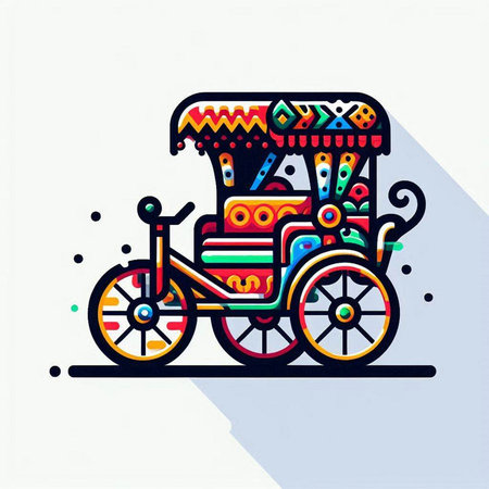 Tuk Tuk - traditional indian taxi. Vector illustration.のイラスト素材