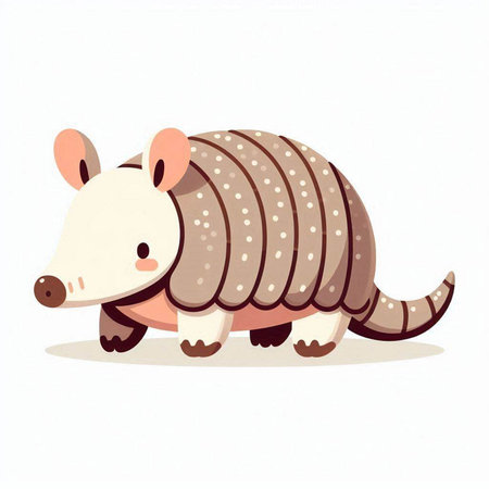 Cute cartoon little armadillo isolated on white background. Vector illustration.のイラスト素材