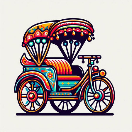 Tuk-tuk, traditional indian car, vector illustrationのイラスト素材