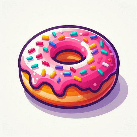 Donut with pink glaze and sprinkles. Vector illustration.のイラスト素材