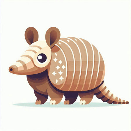 Cute cartoon armadillo on white background. Vector illustration.のイラスト素材