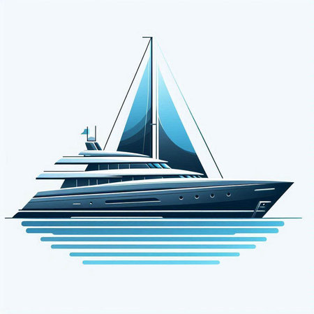 luxury yacht on a white background, vector illustration eps10のイラスト素材