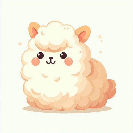 Cute cartoon sheep. Vector illustration isolated on a white background.のイラスト素材