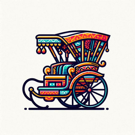 Traditional indian rickshaw. Vector illustration for your design.のイラスト素材