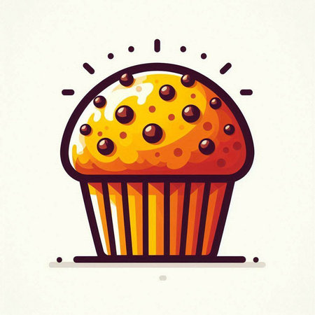 Cupcake icon in flat style. Vector illustration of sweet dessert.のイラスト素材